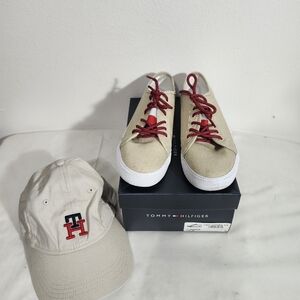 Tommy Hilfiger Khaki Sneakers with Red Accents